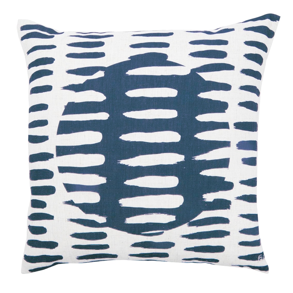blue and white austen pillow