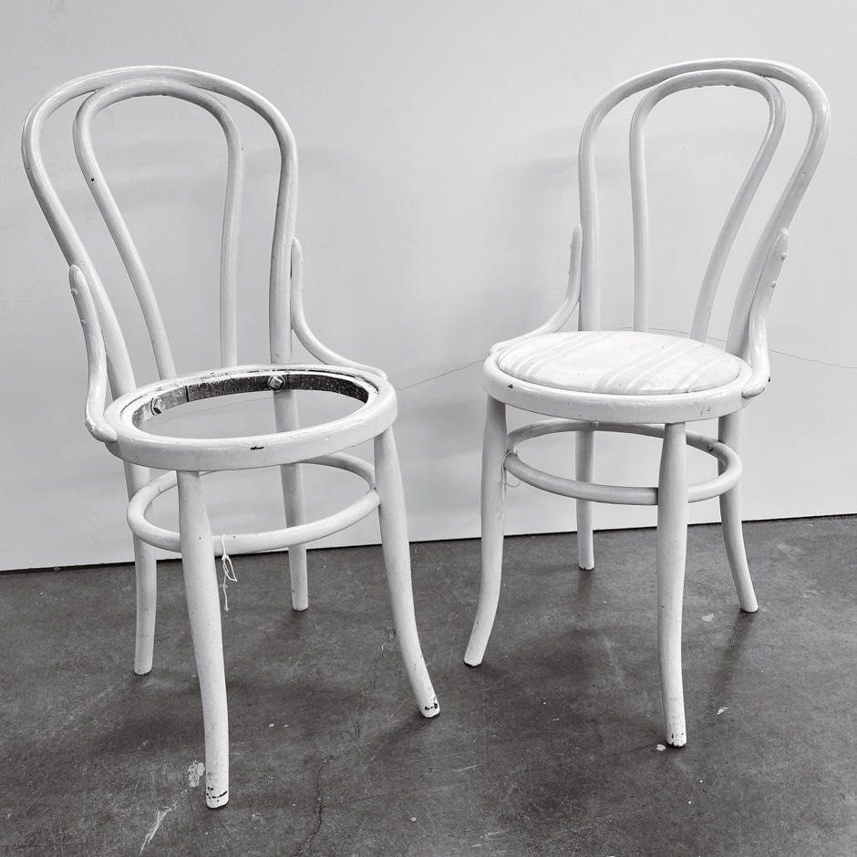 white bentwood chairs before repurposing