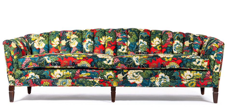 colorful floral reupholstered couch