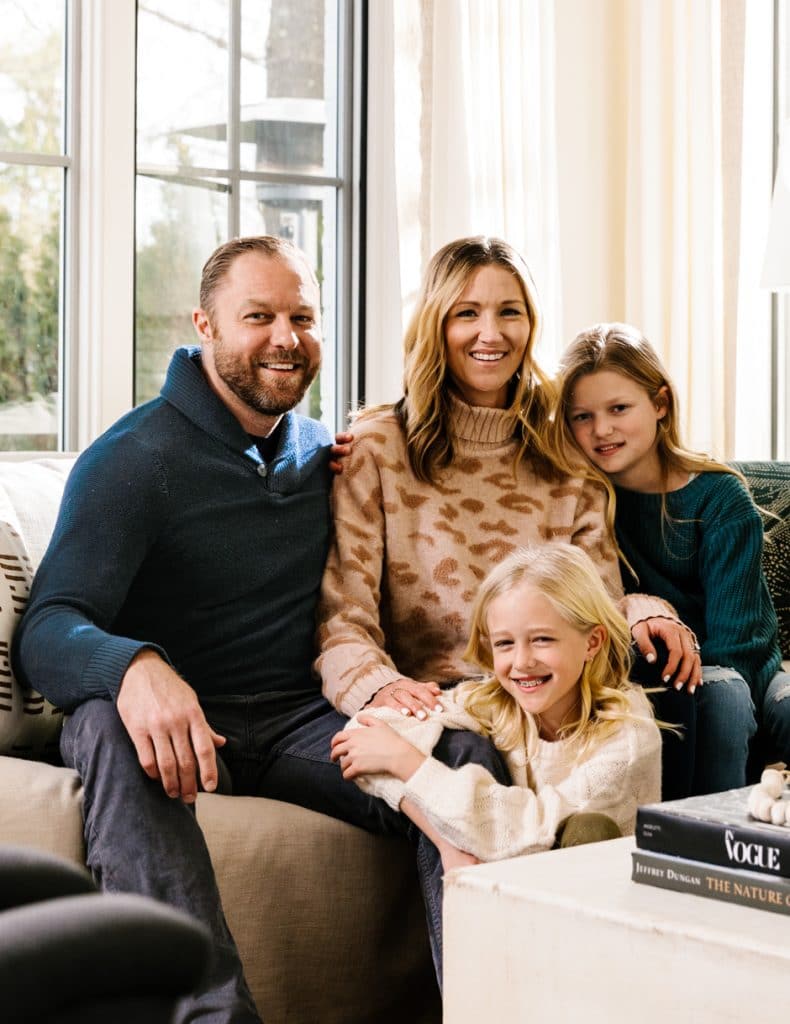 family portrait in living room