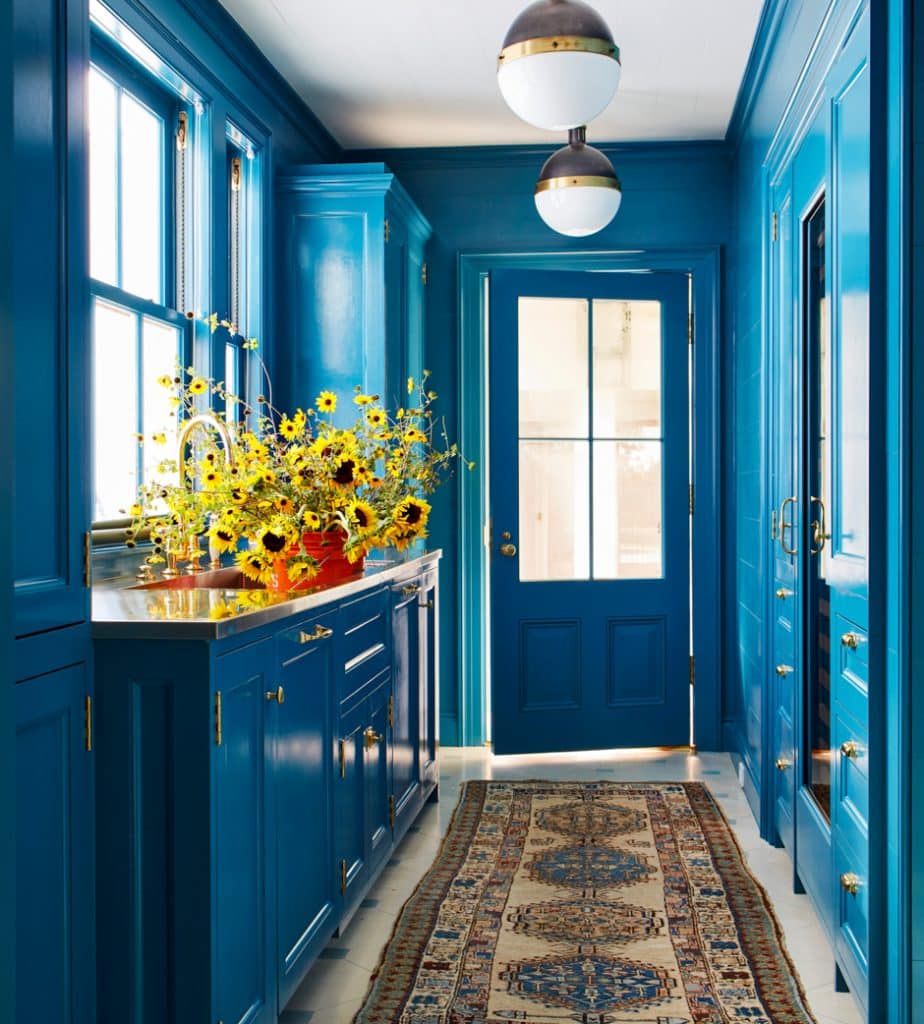 blue glossy painted entryway
