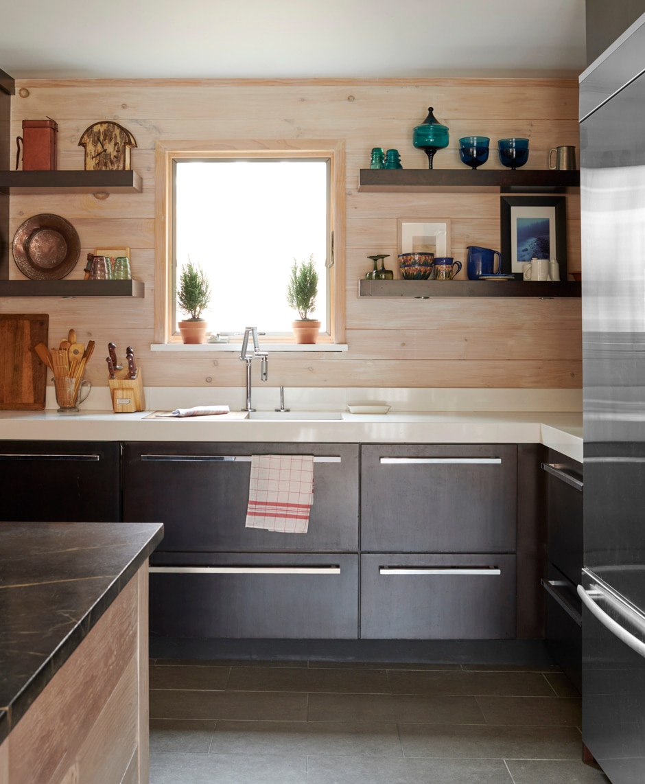 Kitchen Modern Wood Plank Wall Olaf Wood Effect Porcelain Floor & Wall