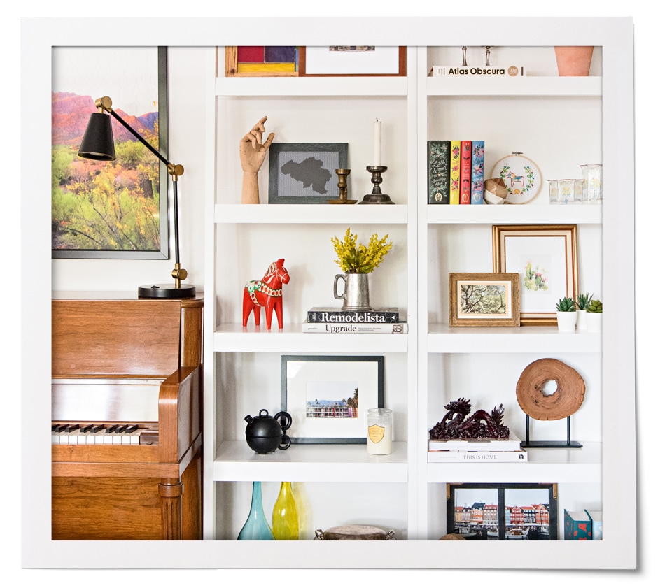 instagram photo of Home Smith Design shelf wall and piano
