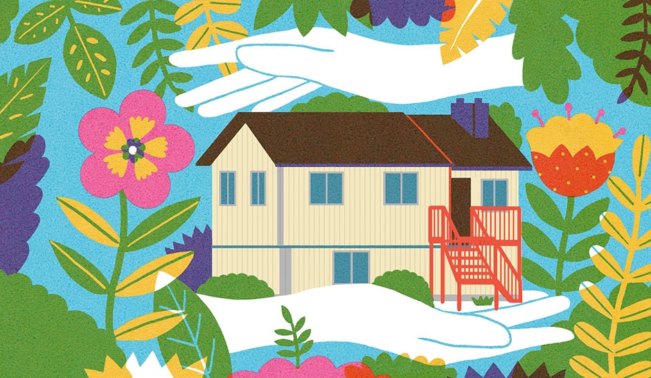 colorful floral home illustration