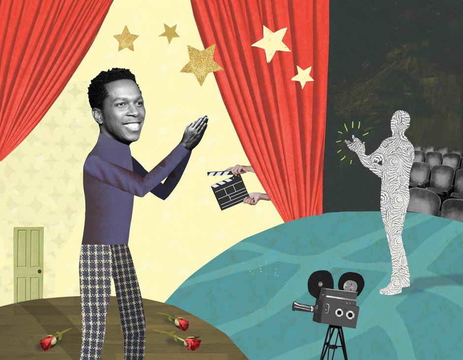 Leslie Odom Jr illustration on stage