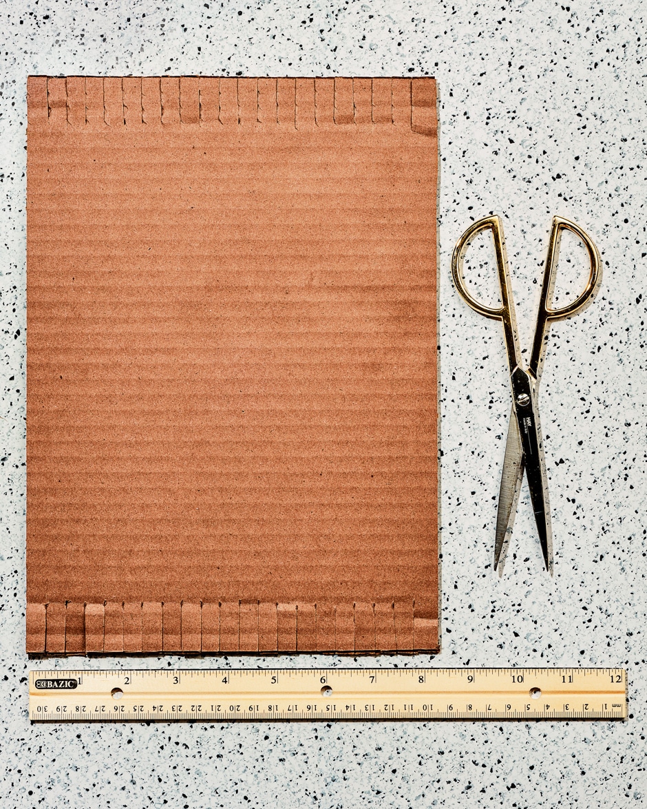 cardboard, ruler, and scissors craft supplies