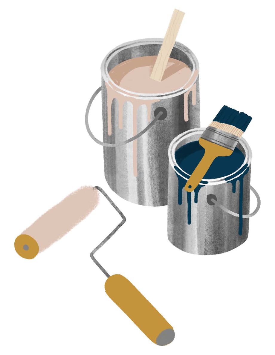 paint cans and roller illustration