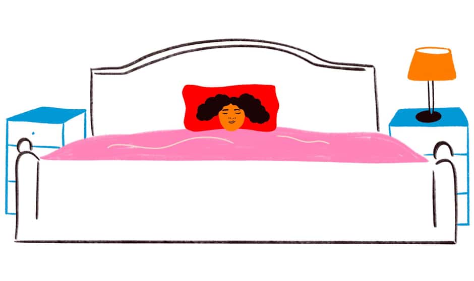 person in bed illustration