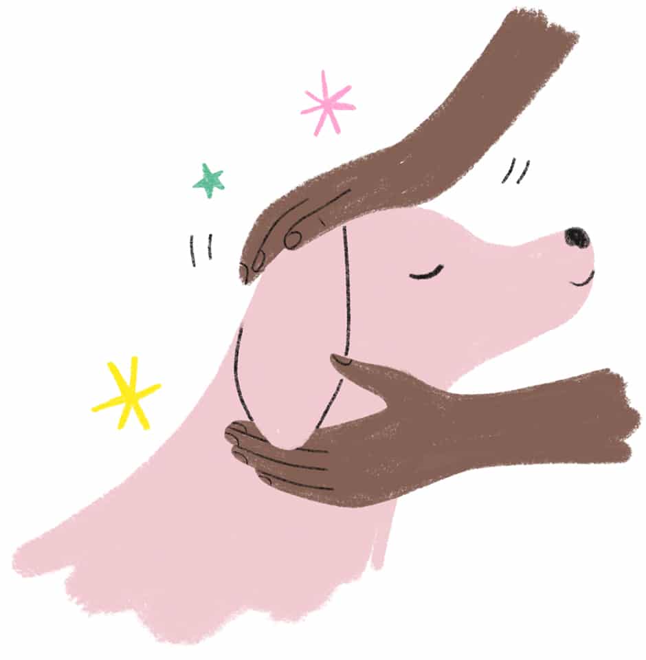 petting dog illustration