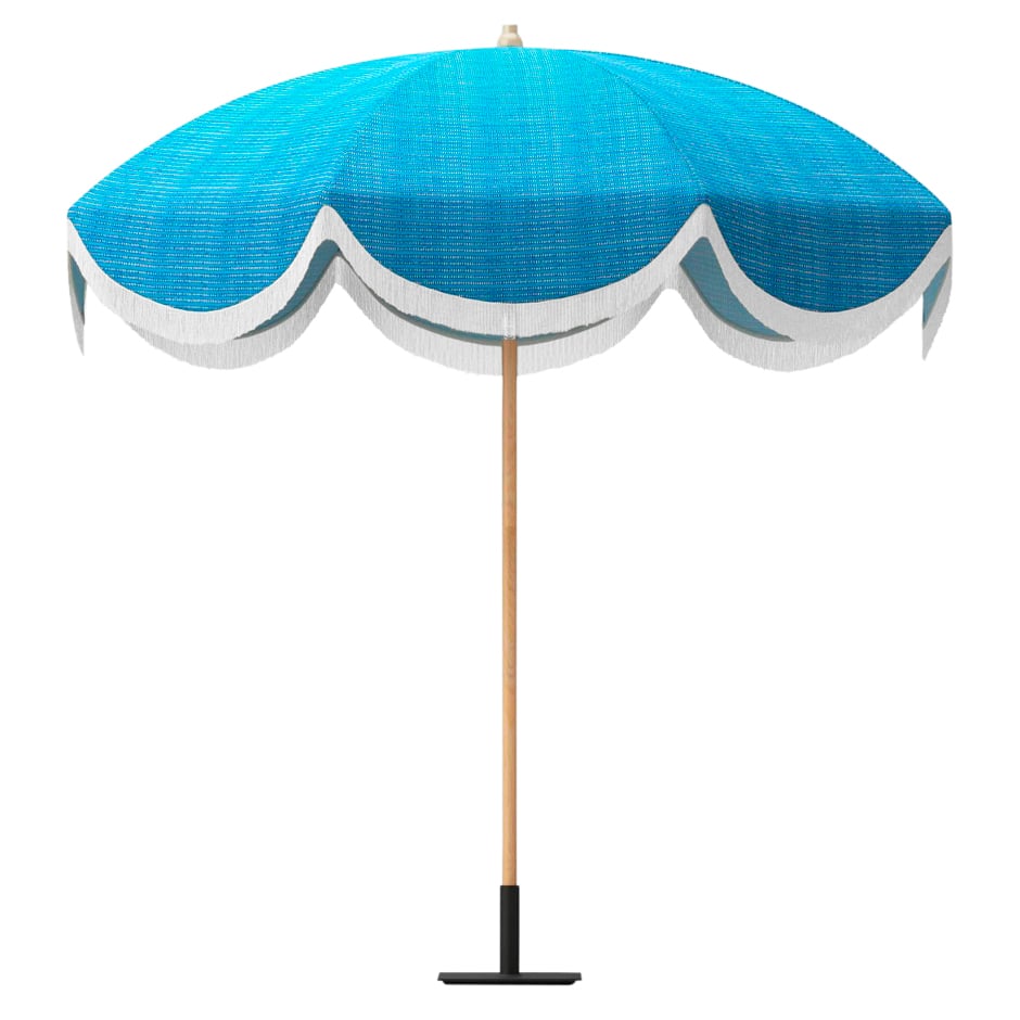 teal scalloped outdoor umbrella