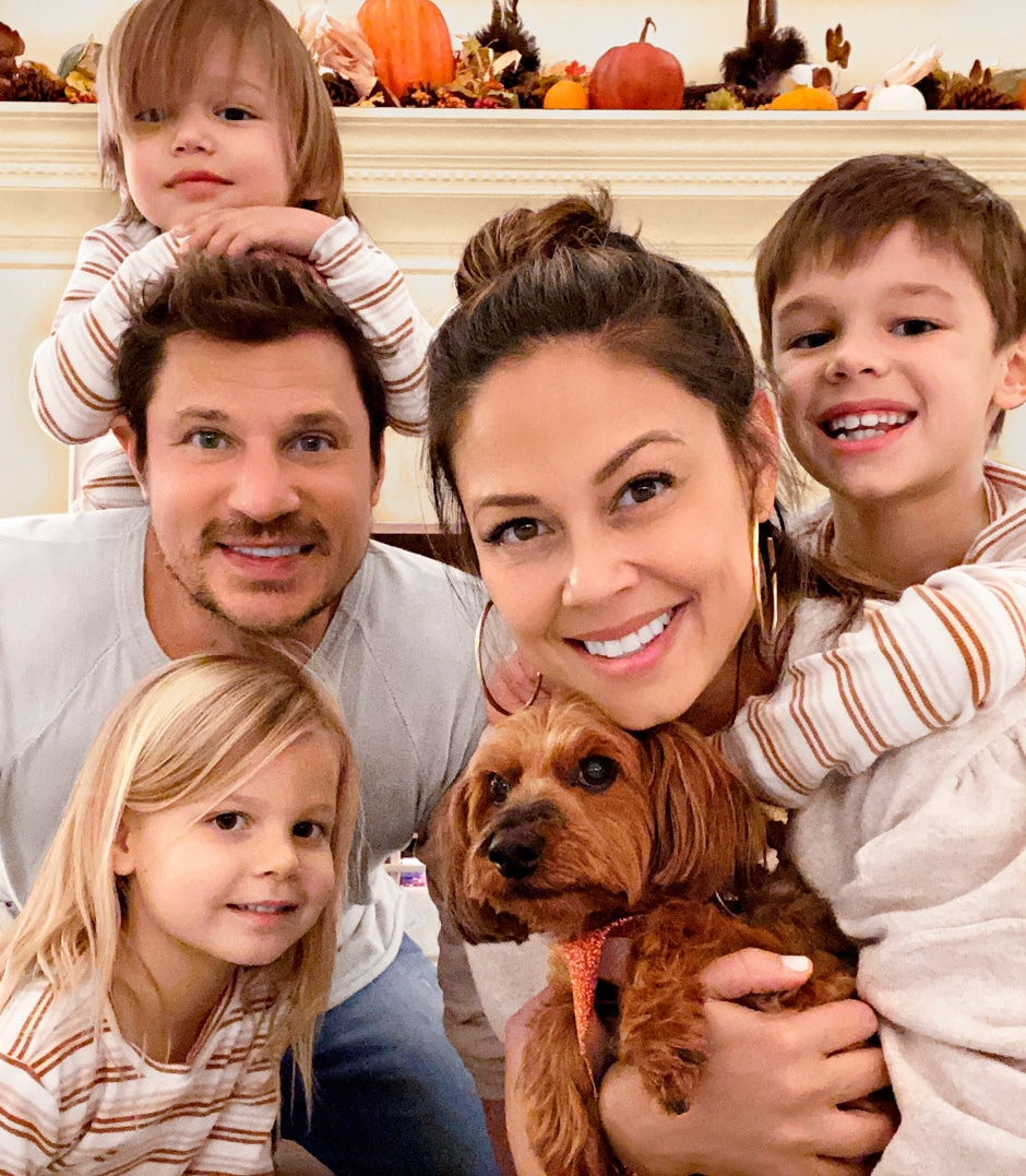 lachey family portrait with kids and dog