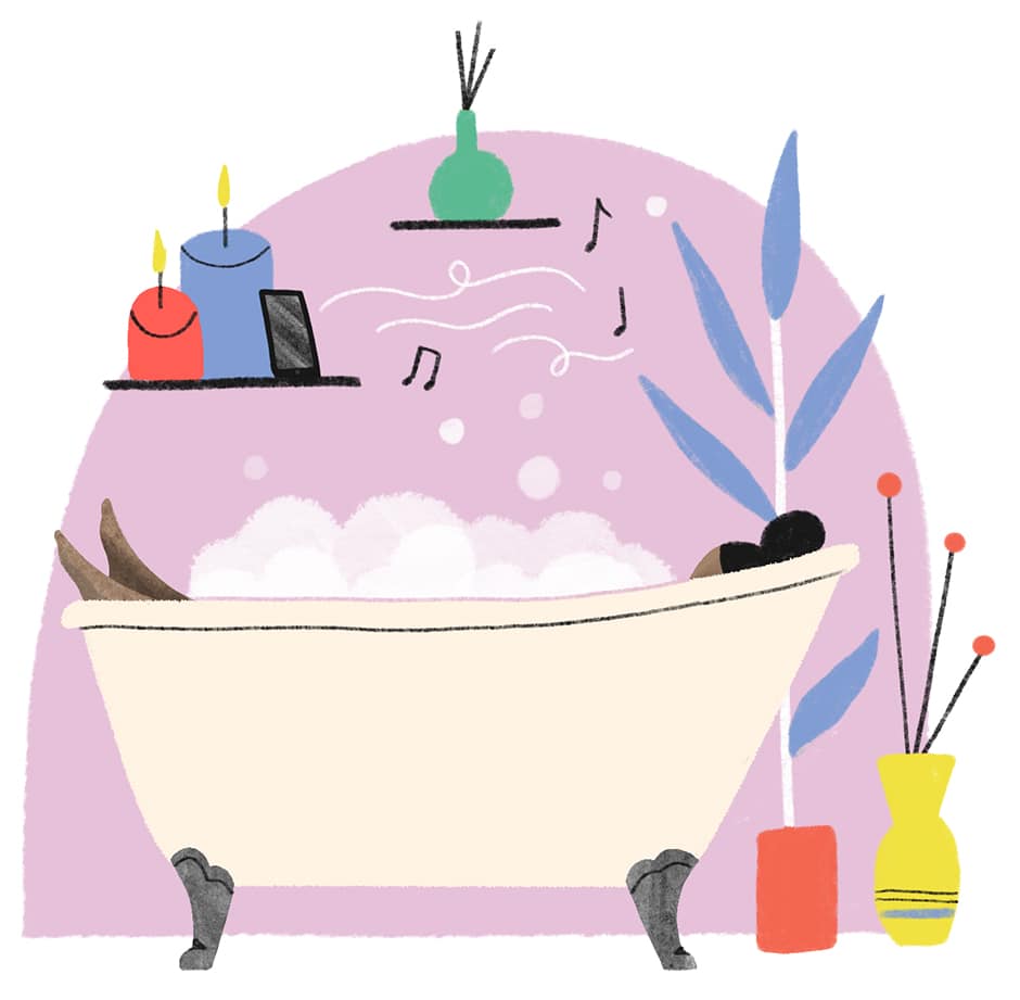 woman in bathtub illustration