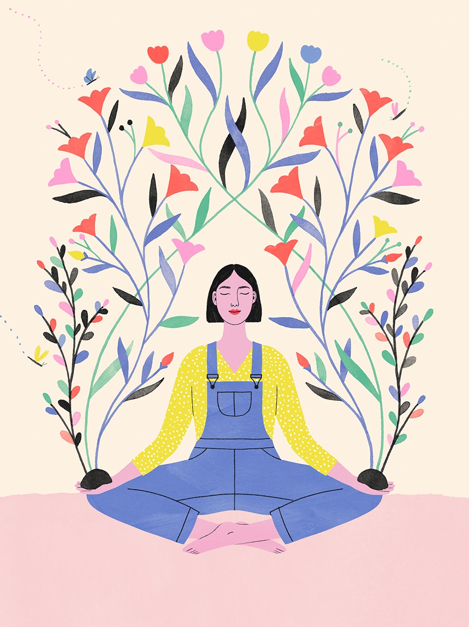 woman meditating illustration