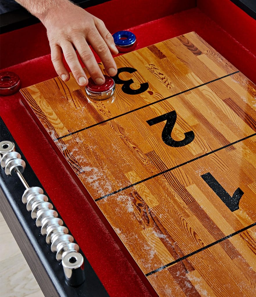 shuffle board table with numbers