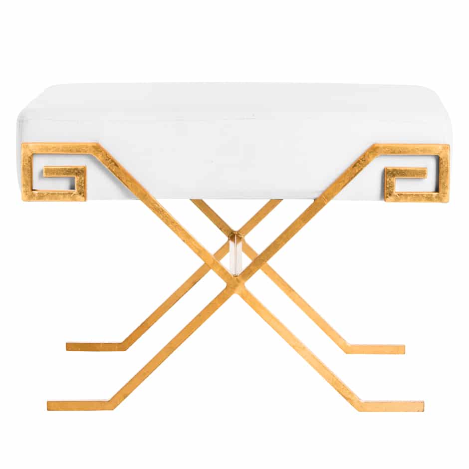 target greek inspired x-bench in gold and white