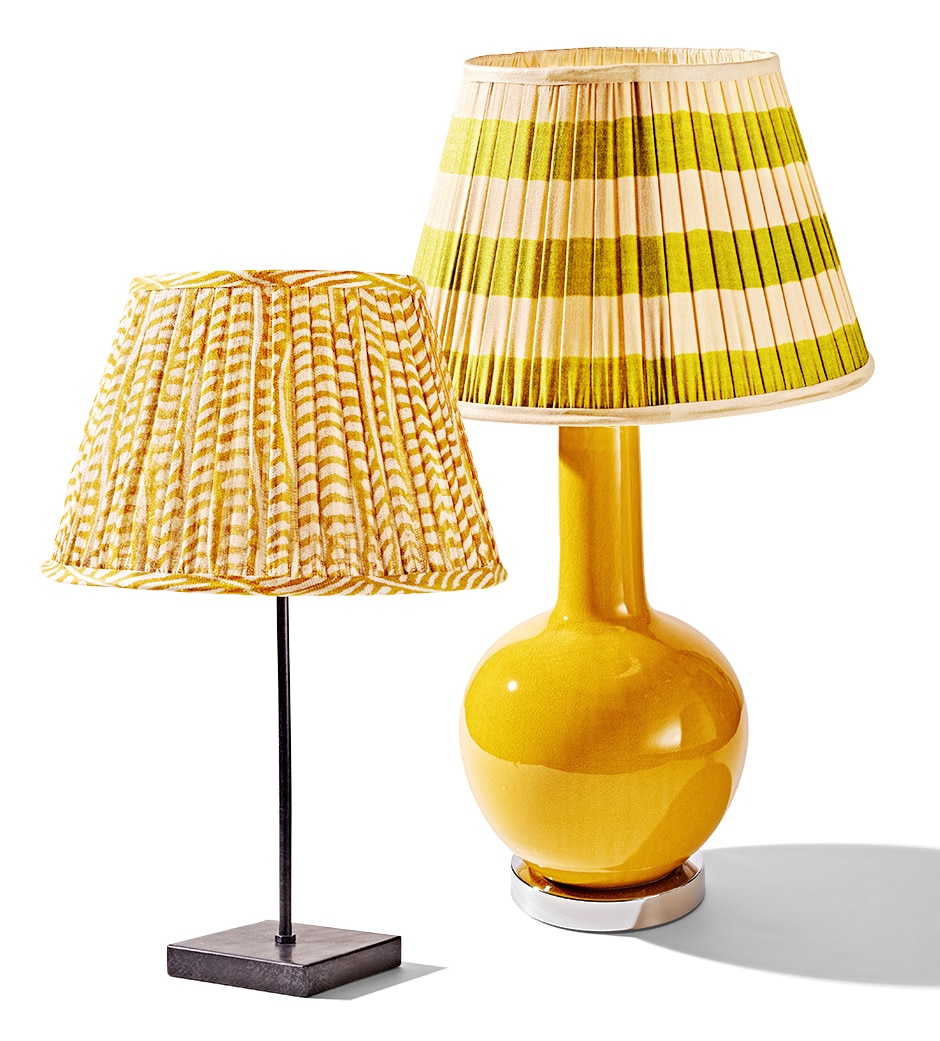 yellow patterned lampshades