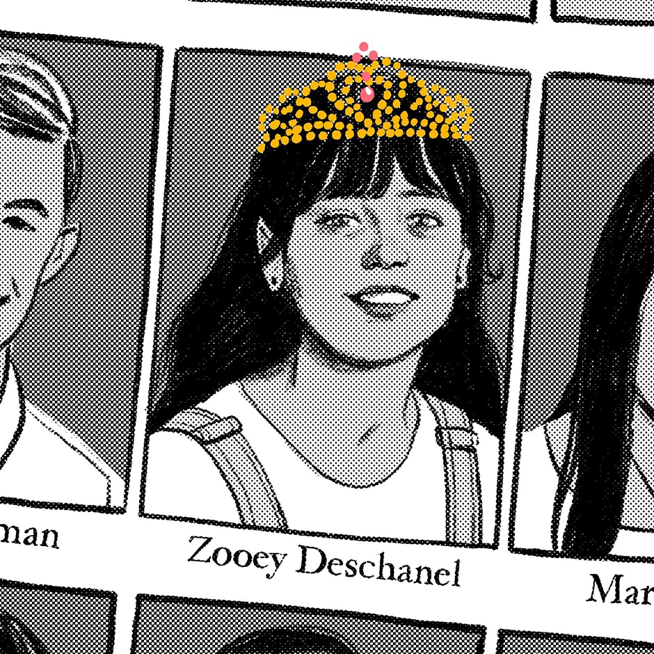 zooey deschanel yearbook picture illustration