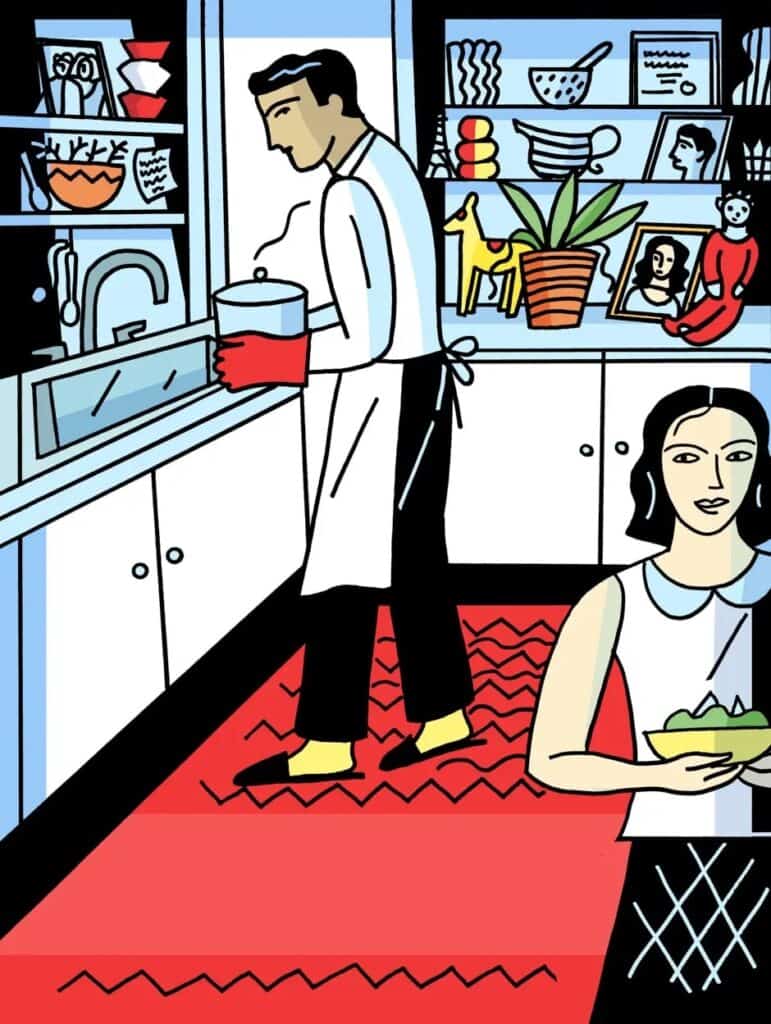 people cooking in kitchen illustration