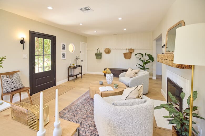 Renovated living room for melody and chris on Property Brothers Forever Home