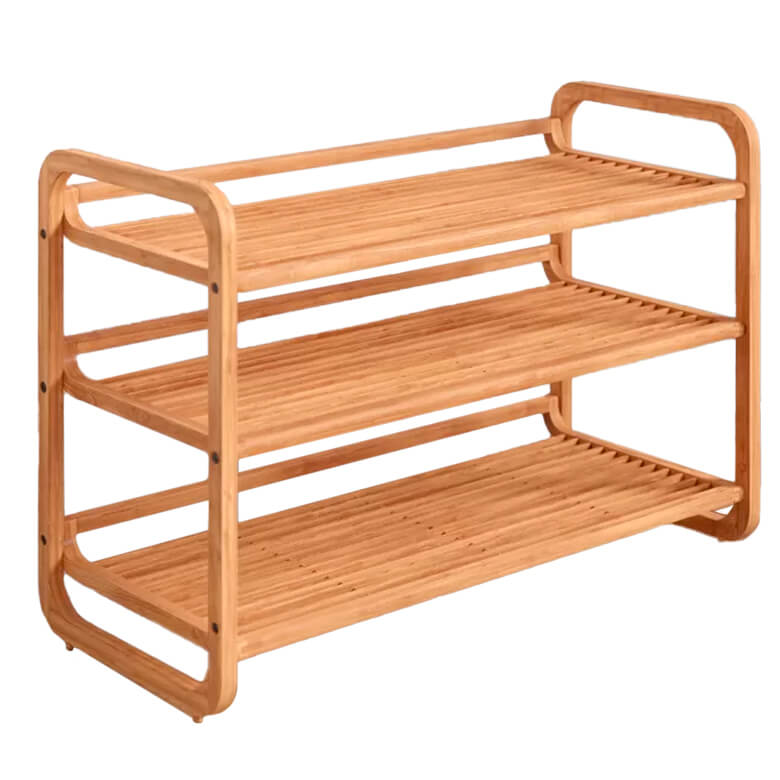 Three-tier wooden shoe rack