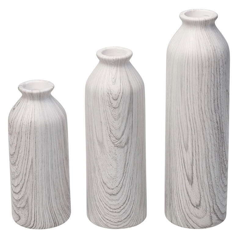 Three white vases