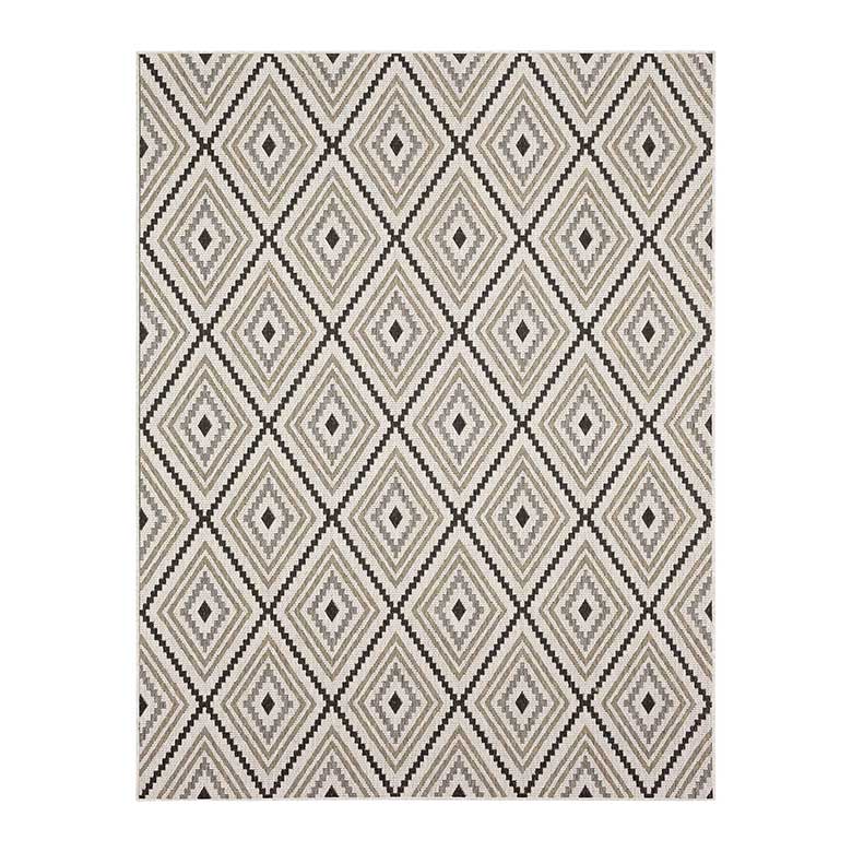 Geometric brown outdoor rug