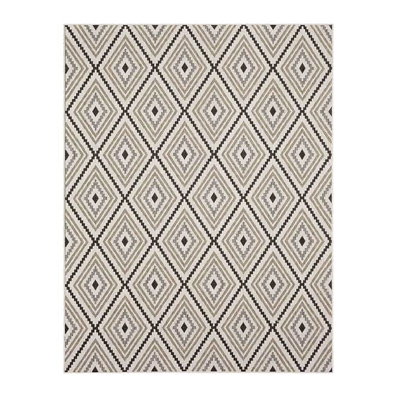 Geometric brown outdoor rug