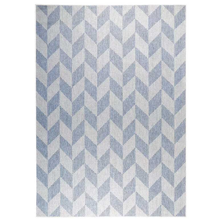 Blue and gray herringbone rug