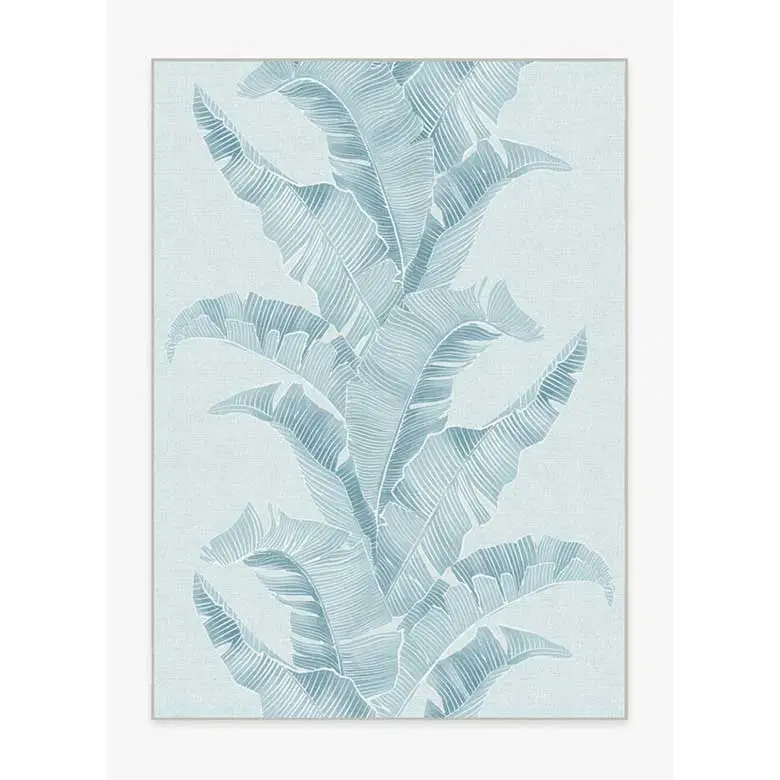 Blue banana leaf area rug