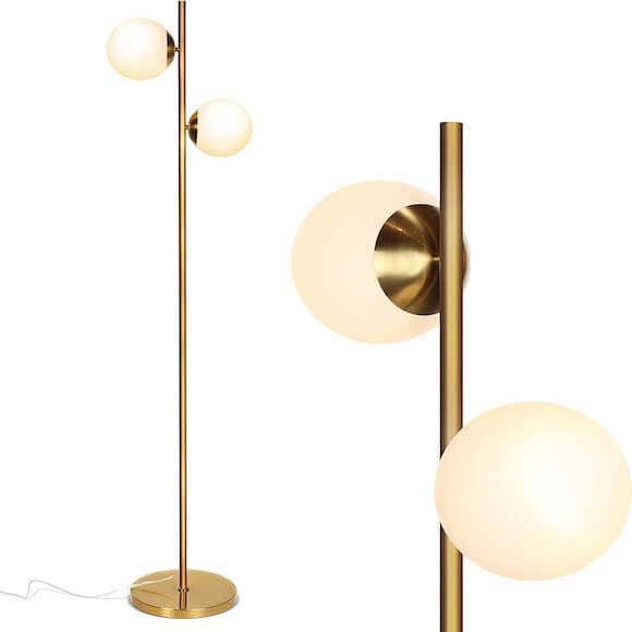 Gold sphere floor lamp