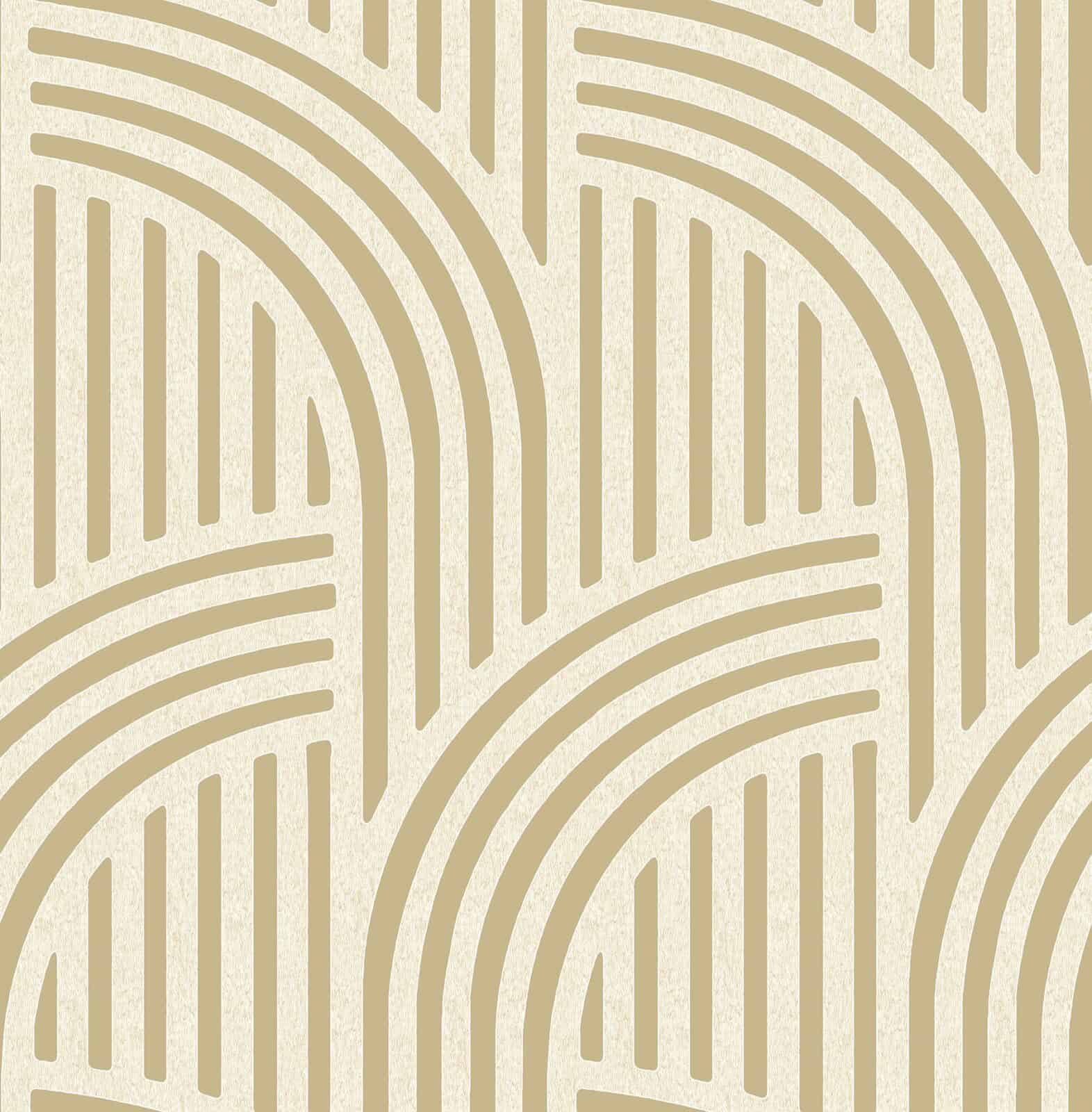 Beige and gold geometric pattern with curved and linear designs