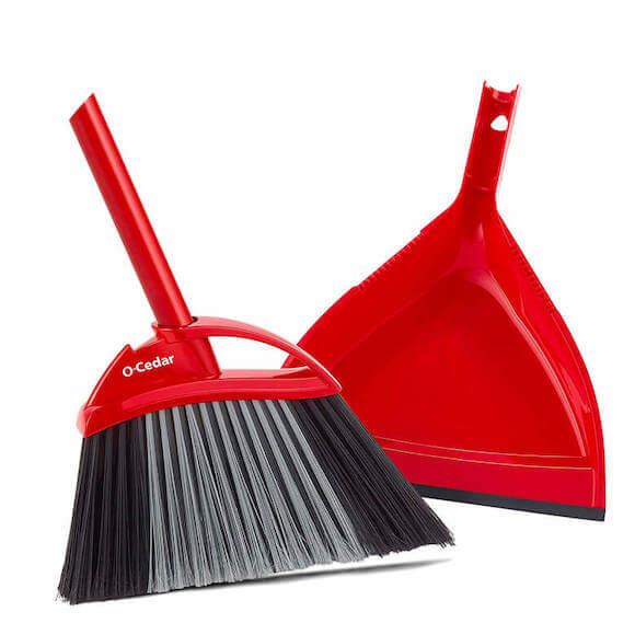 Red broom and dust pan