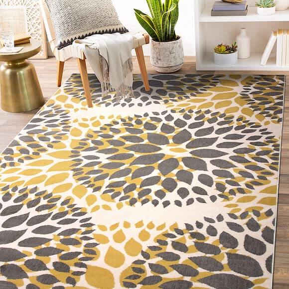 Gold and gray area rug