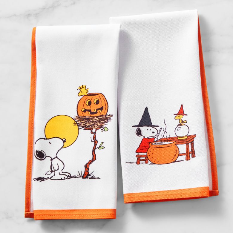 white kitchen towels with halloween Snoopy