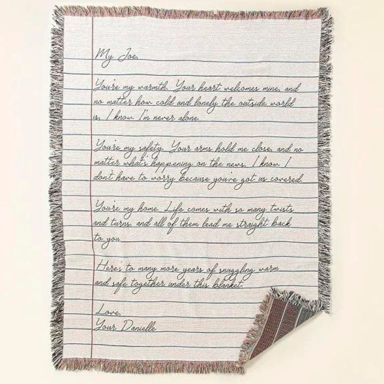 written letter printed throw blanket