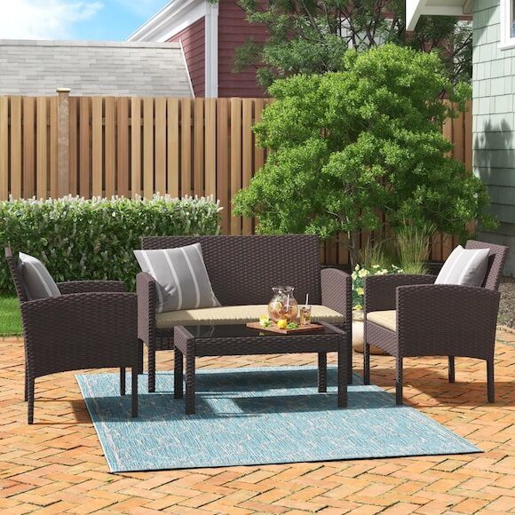 Brown wicker outdoor furniture