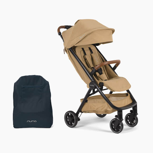 tan and black baby stroller