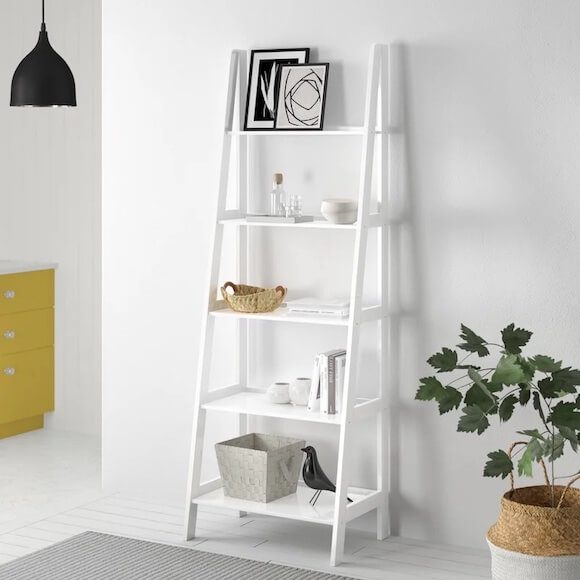 White ladder bookshelf