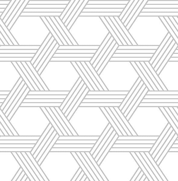 Geometric interwoven line pattern in black and white