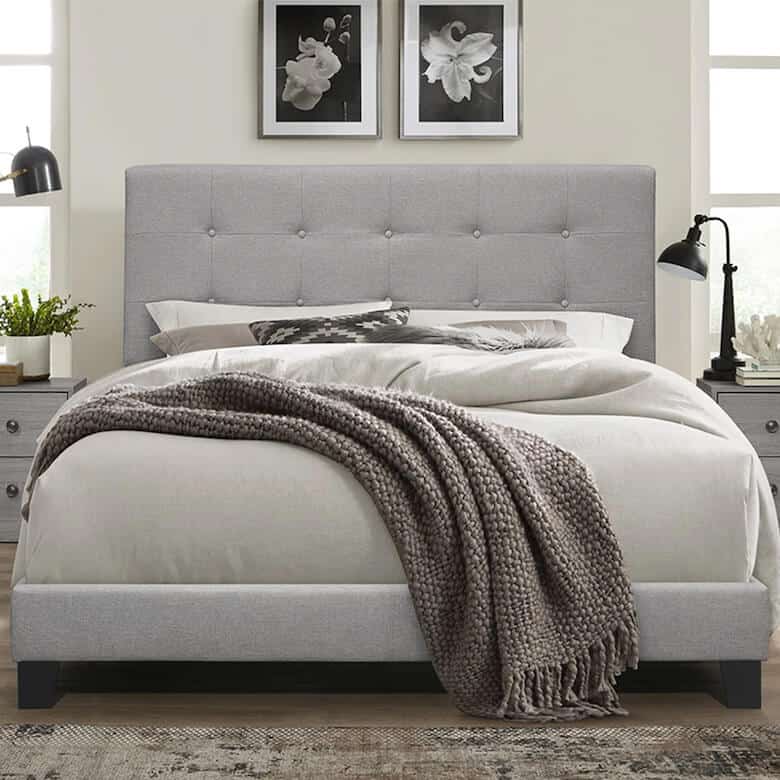 Light grey bed frame and headboard