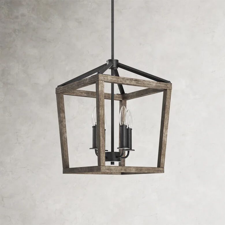 Wooden lantern chandelier