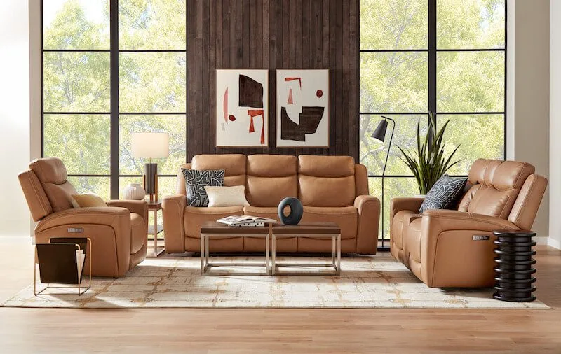 Leather reclining sofa