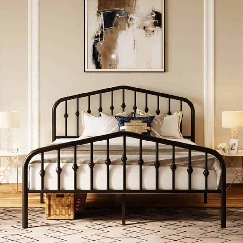 Black metal bed frame