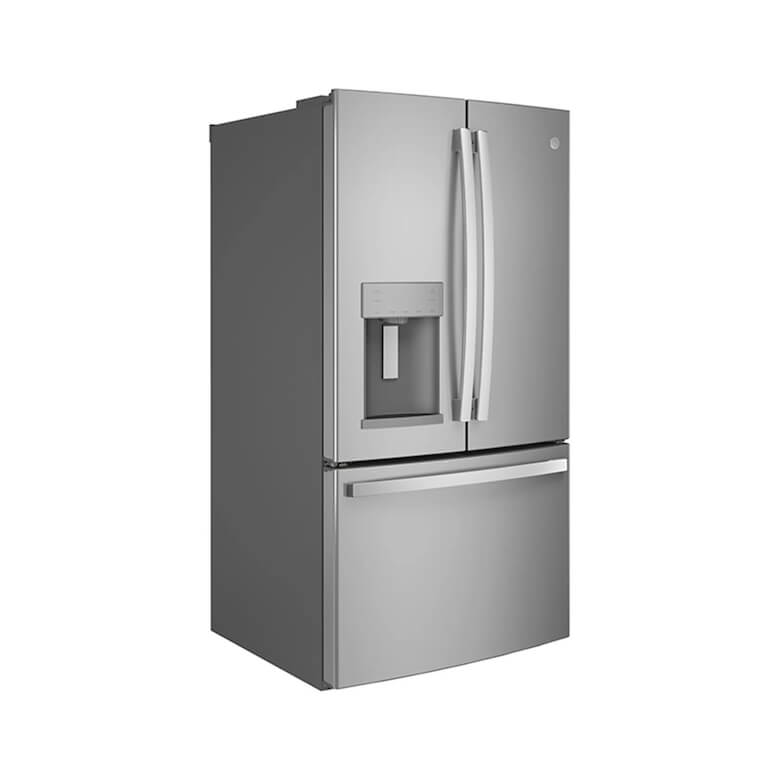 Silver double-door refrigerator