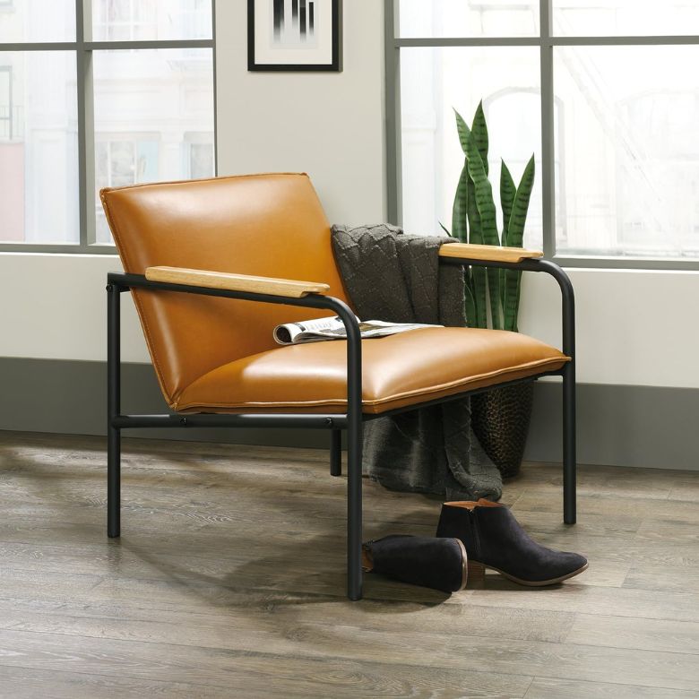 Cafe Lounge Leather Accent Chair