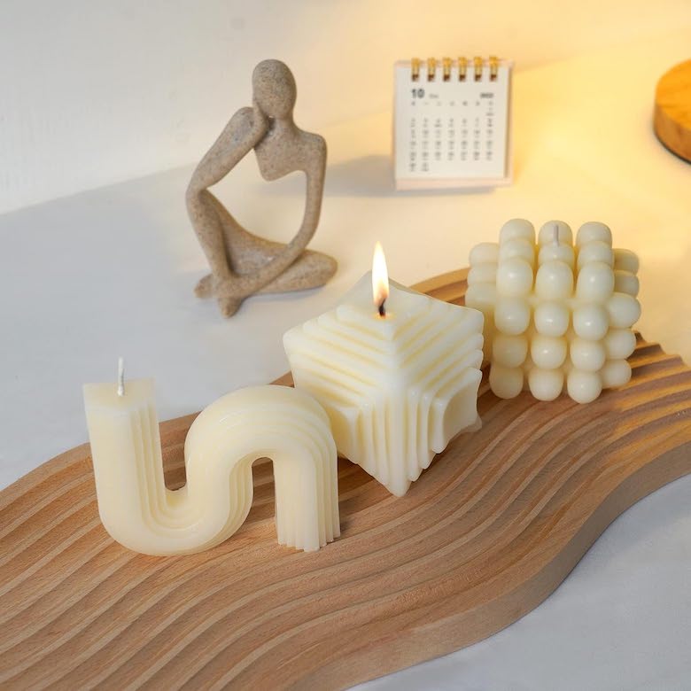 Soy Wax Candles, 3-Piece, Various Shapes