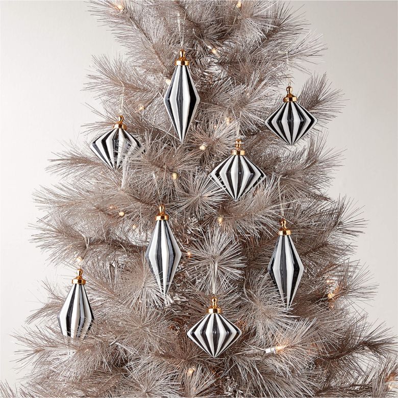 black and white glass christmas ornaments