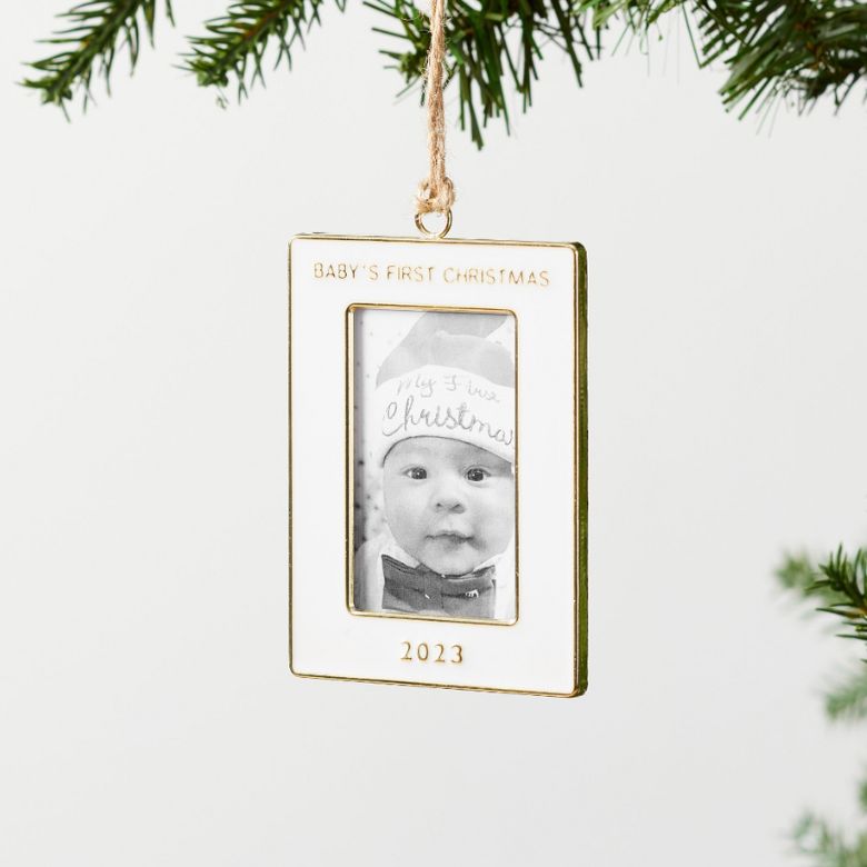 framed baby photo christmas ornament