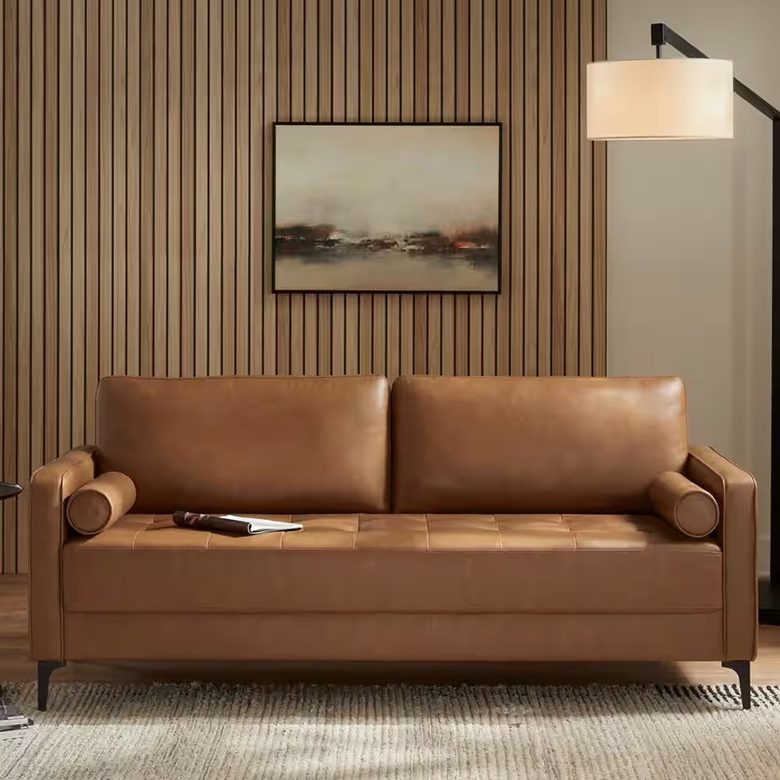 Goodwin Mid-Century Modern Vegan Leather Sofa