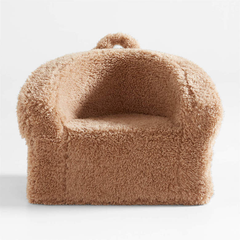 Large Sesame Brown Mongolian Faux Fur Kids Lounge Barrel Chair